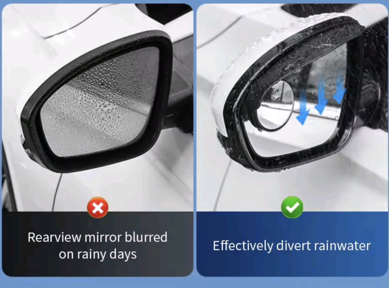 Carbon Fiber Textured Car Rearview Mirrors All-in-One Rain Eyebrow