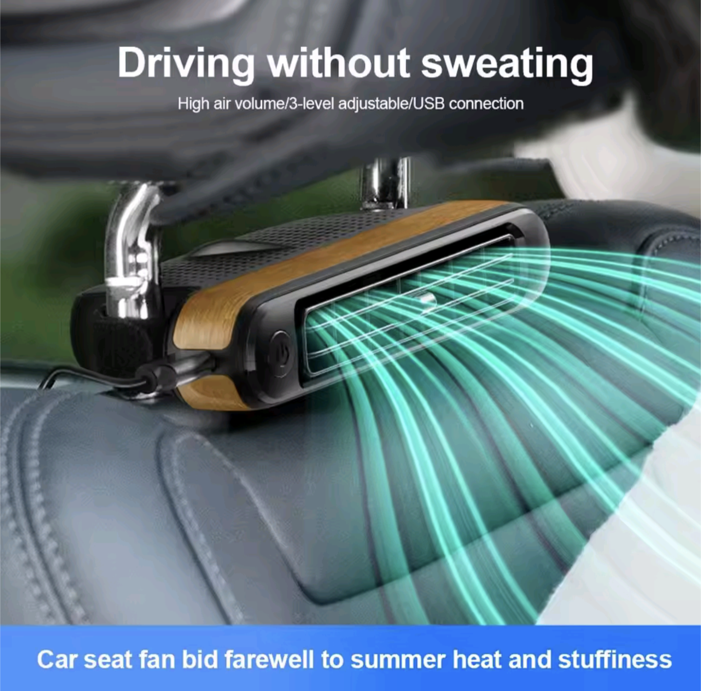 Car Seat Fan Front Rear Seat Headrest Cooling Air Fan