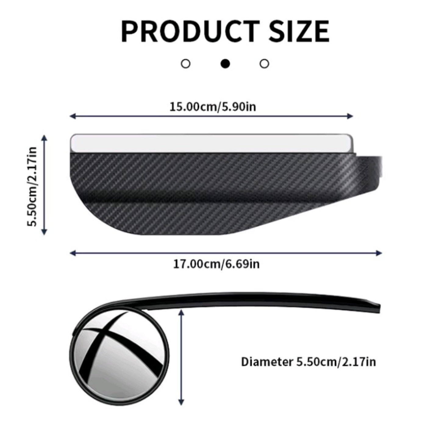 Carbon Fiber Textured Car Rearview Mirrors All-in-One Rain Eyebrow