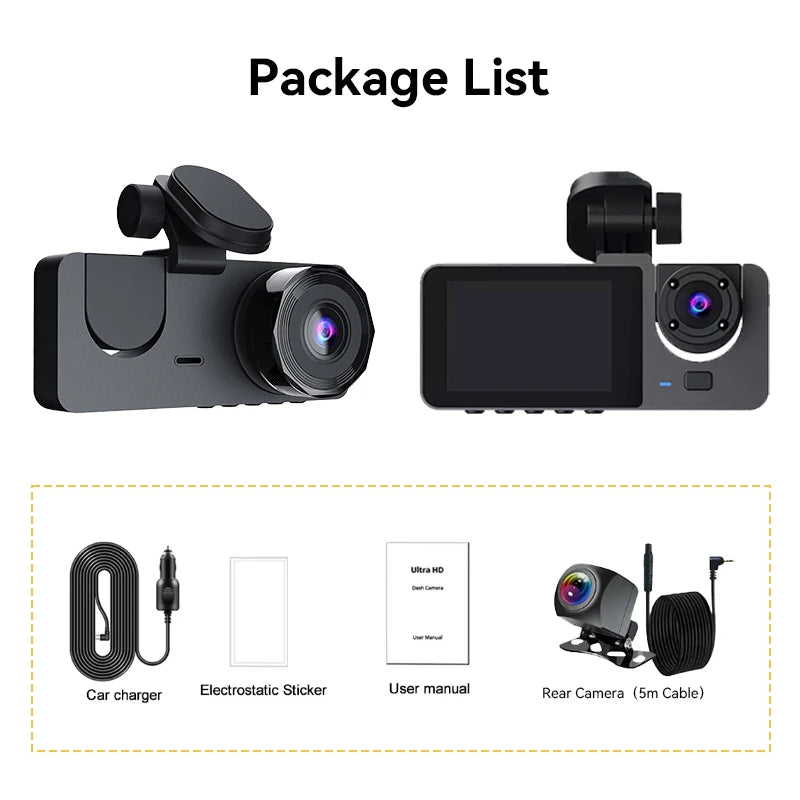 DashCam 3 Camera 1080P [Front+Interior+Rear]