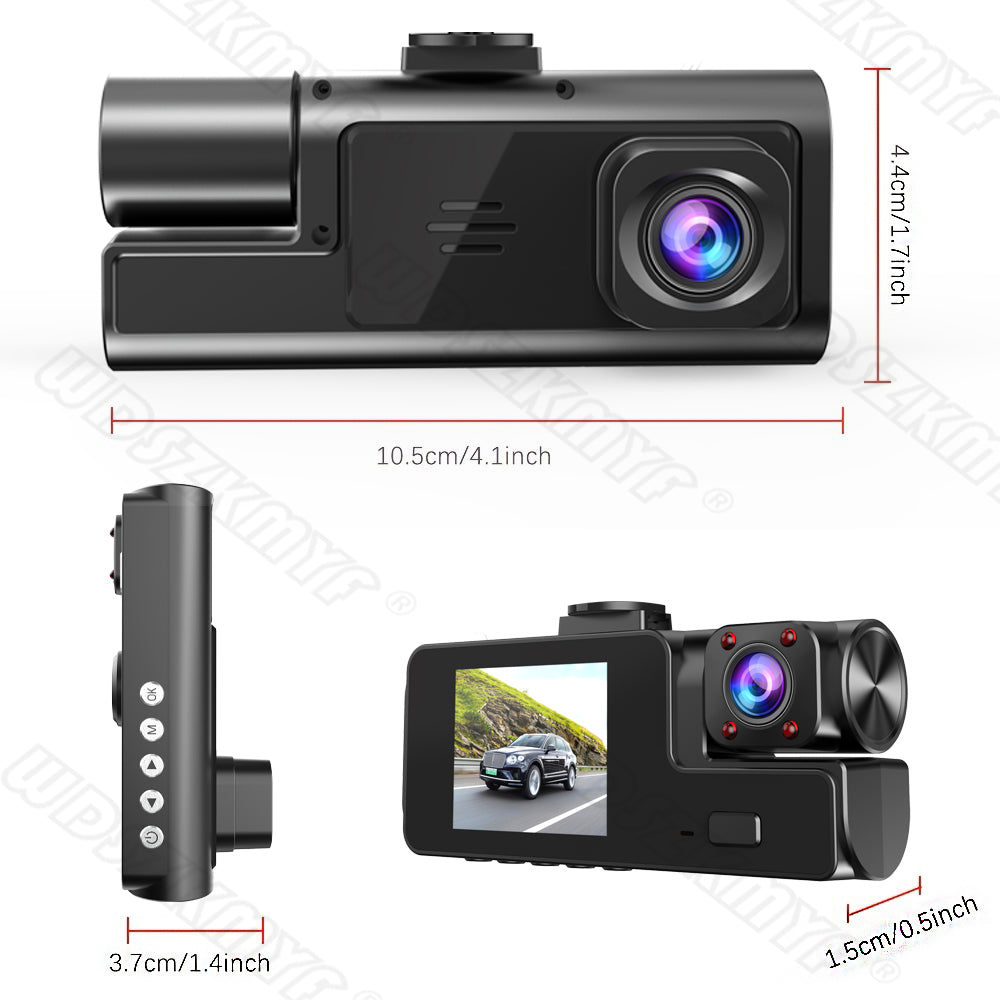 Dash cam 1080P 3 Channels: [Front+Interior+Rear]