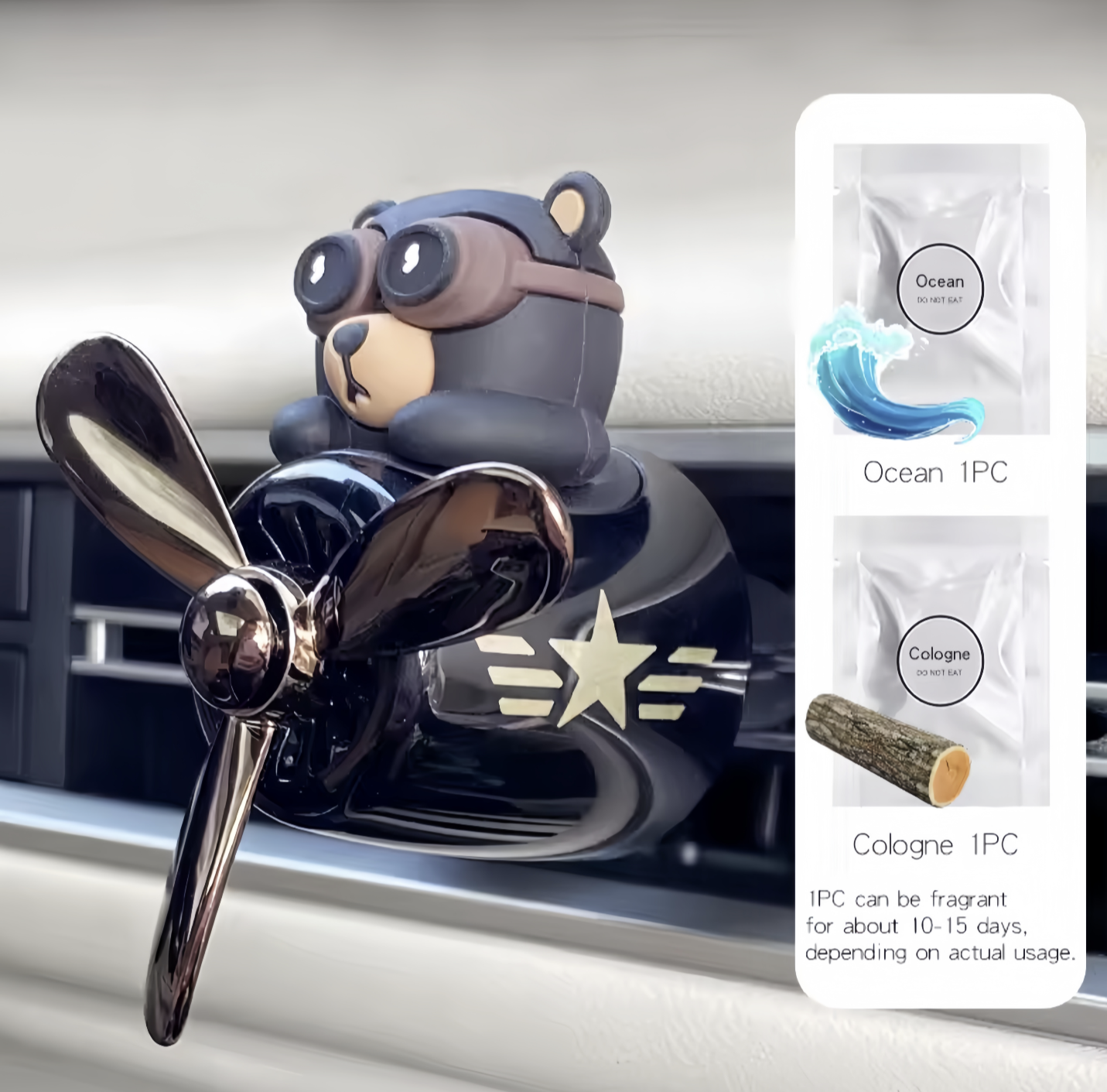 Rotating airplane pilot bear car air freshener accessories interior decoration