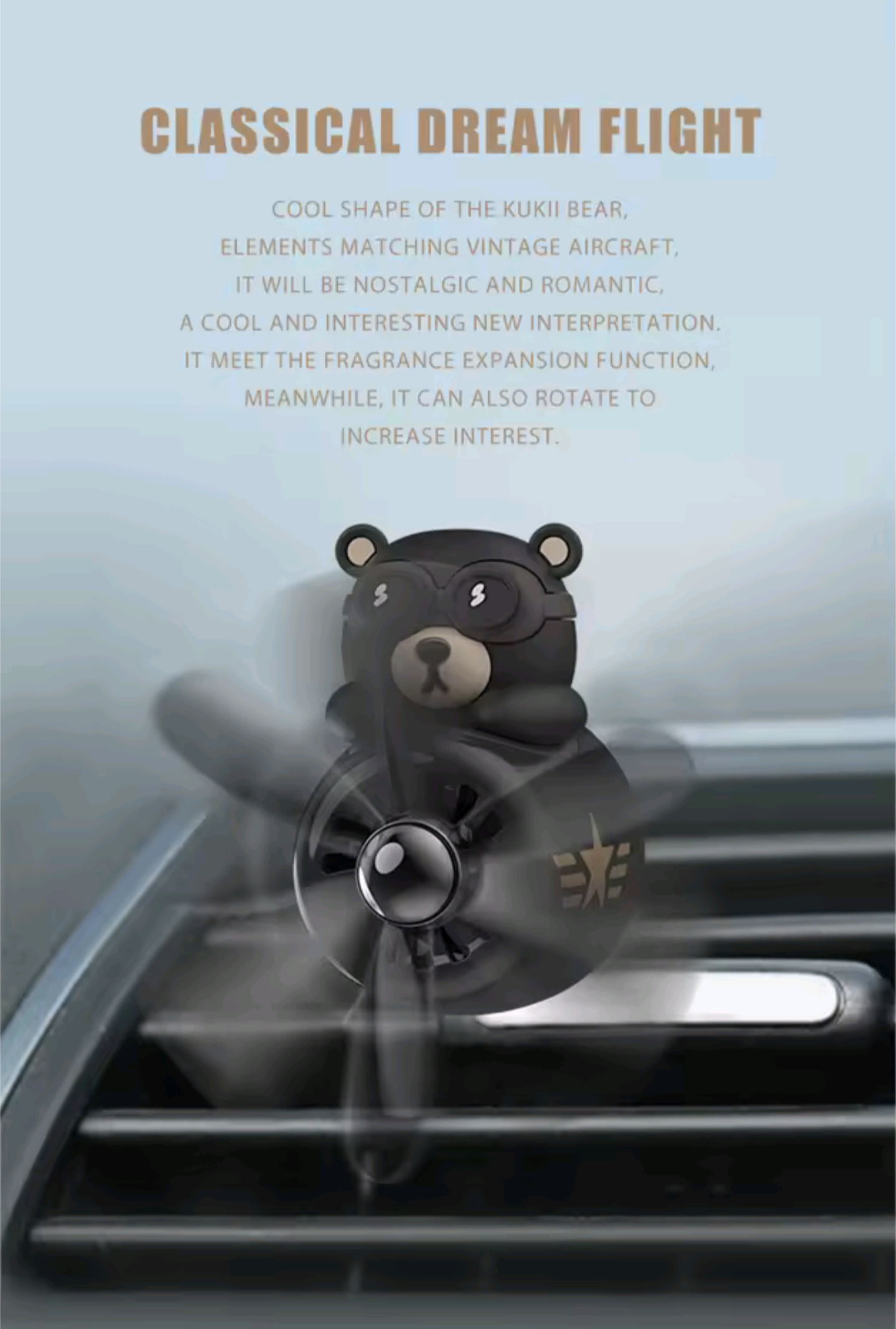 Rotating airplane pilot bear car air freshener accessories interior decoration